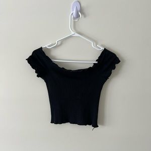 Ribbed Off Shoulder Crop Top